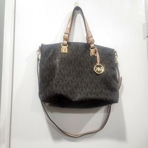 Michael Kors  Brown Large Jet Set Monogram Leather Bag